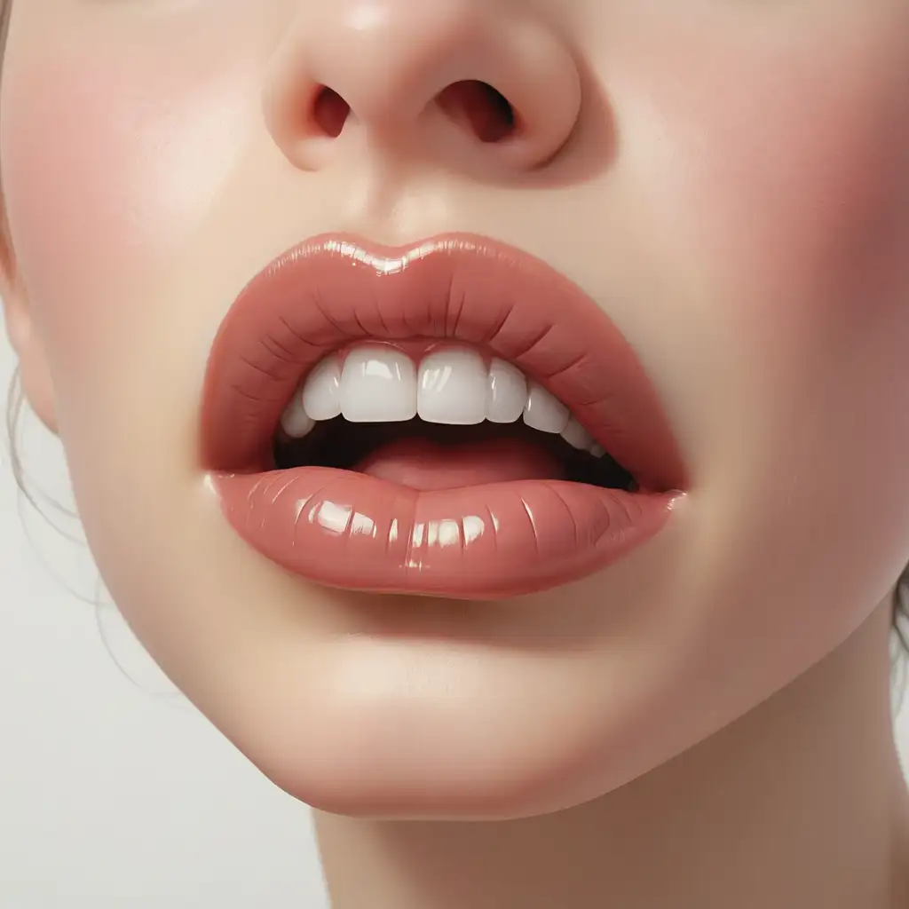 Realistic Lips Illustration on White Background