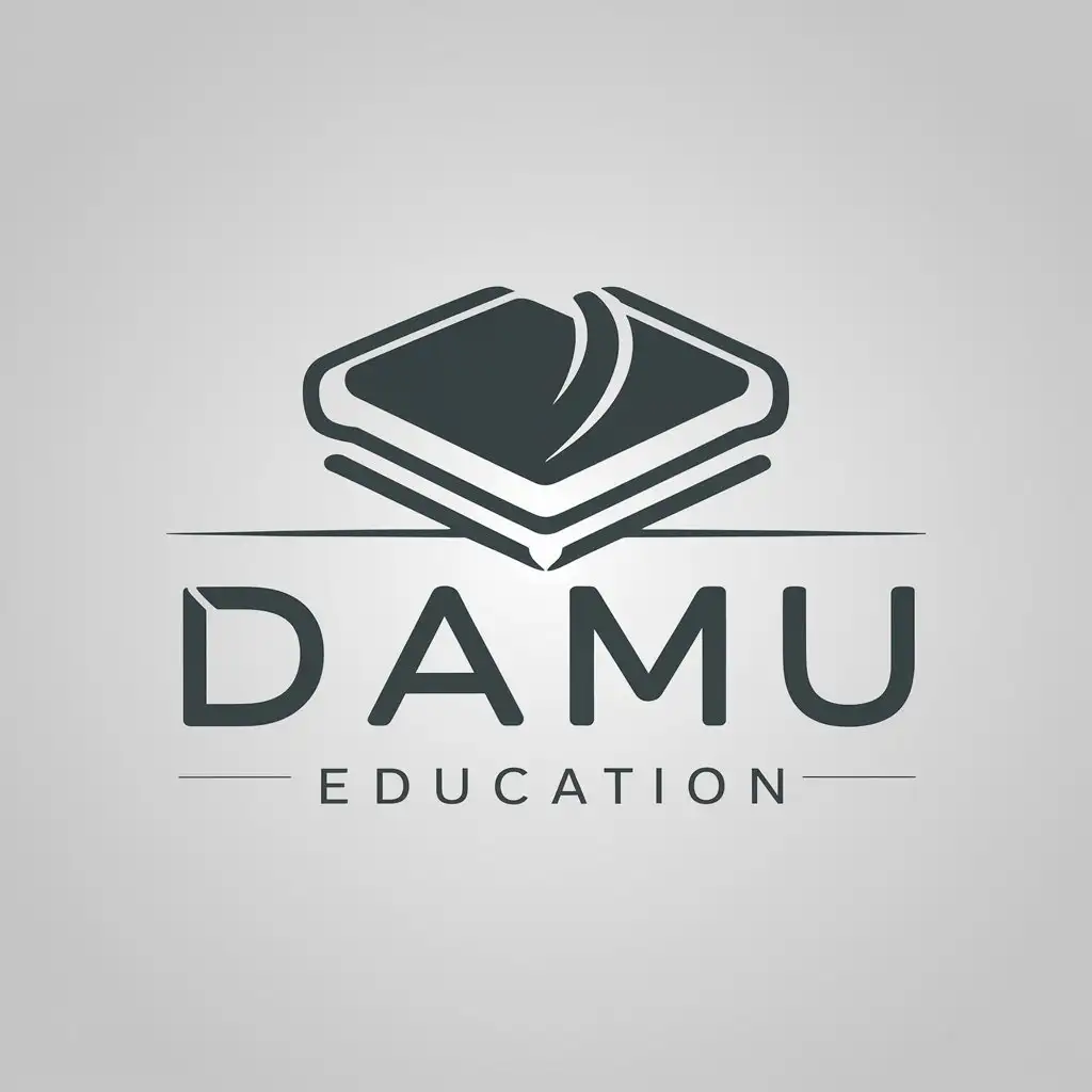 a logo design,with the text "damu education", main symbol:book,Moderate,be used in Education industry,clear background