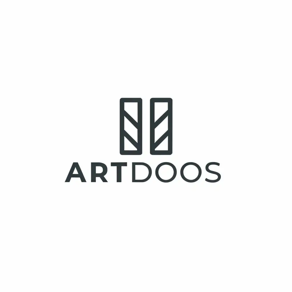 a logo design,with the text "ArtDoors", main symbol:door,Minimalistic,clear background