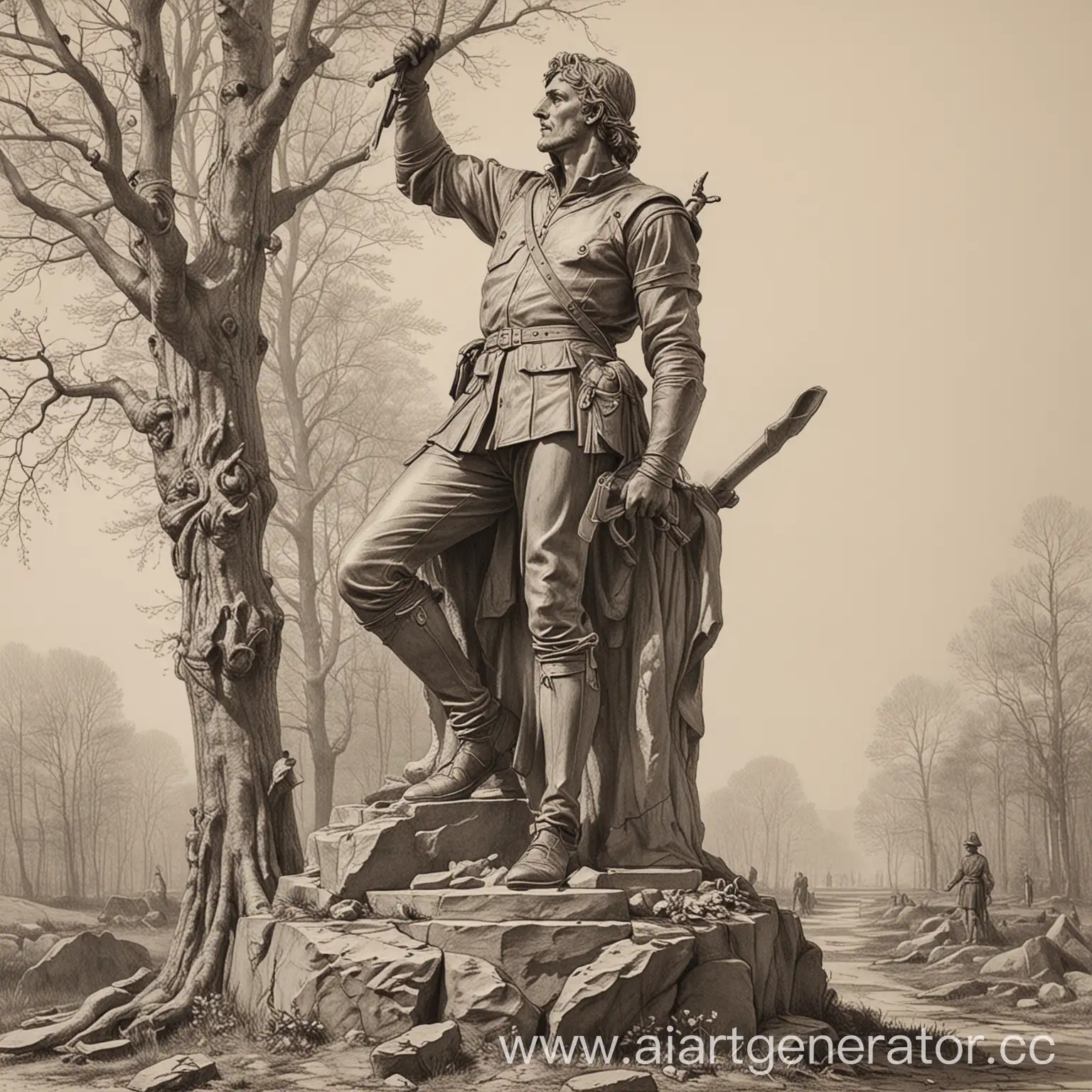 Monument-to-the-Huntsman-Majestic-Sculpture-Depicting-a-Noble-Hunter