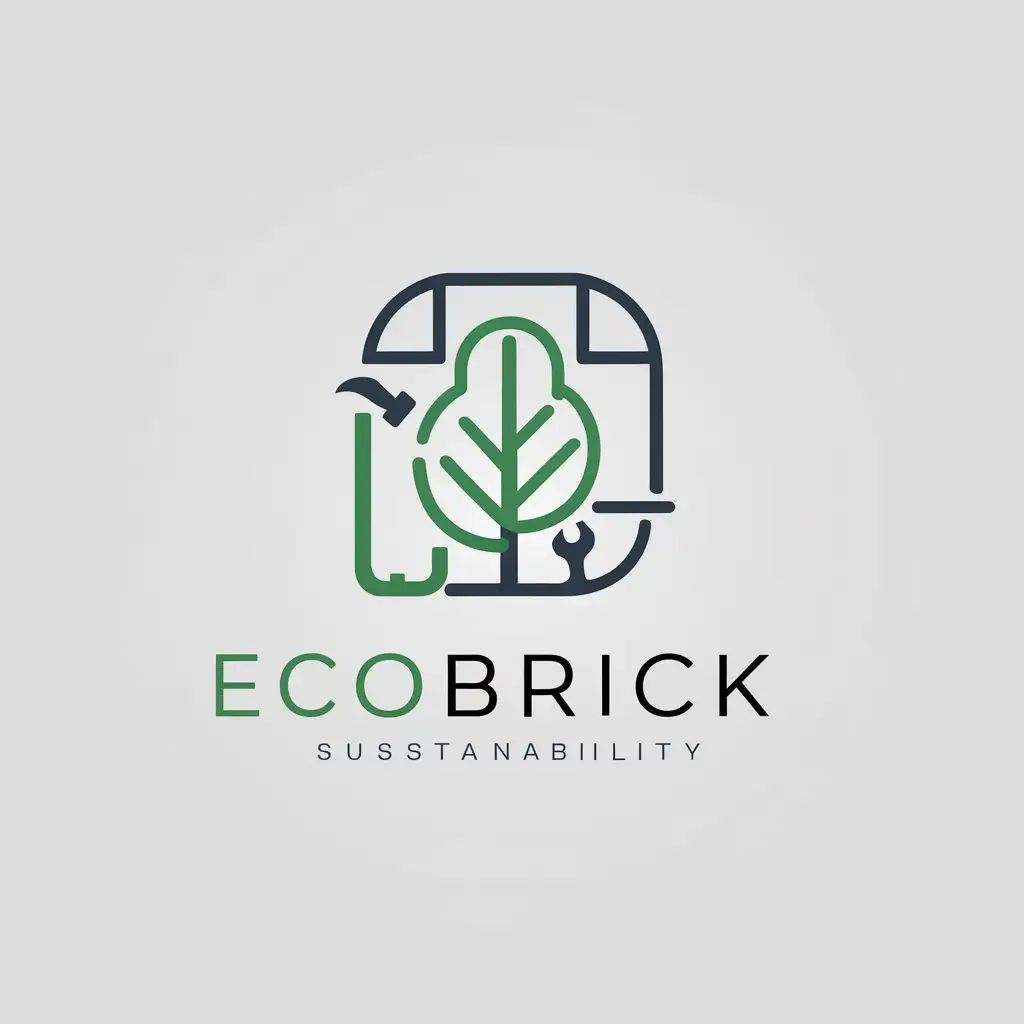 a logo design, with the text 'Ecobrick', main symbol: ecofriendly construction, Minimalistic, be used in Construction industry, clear background