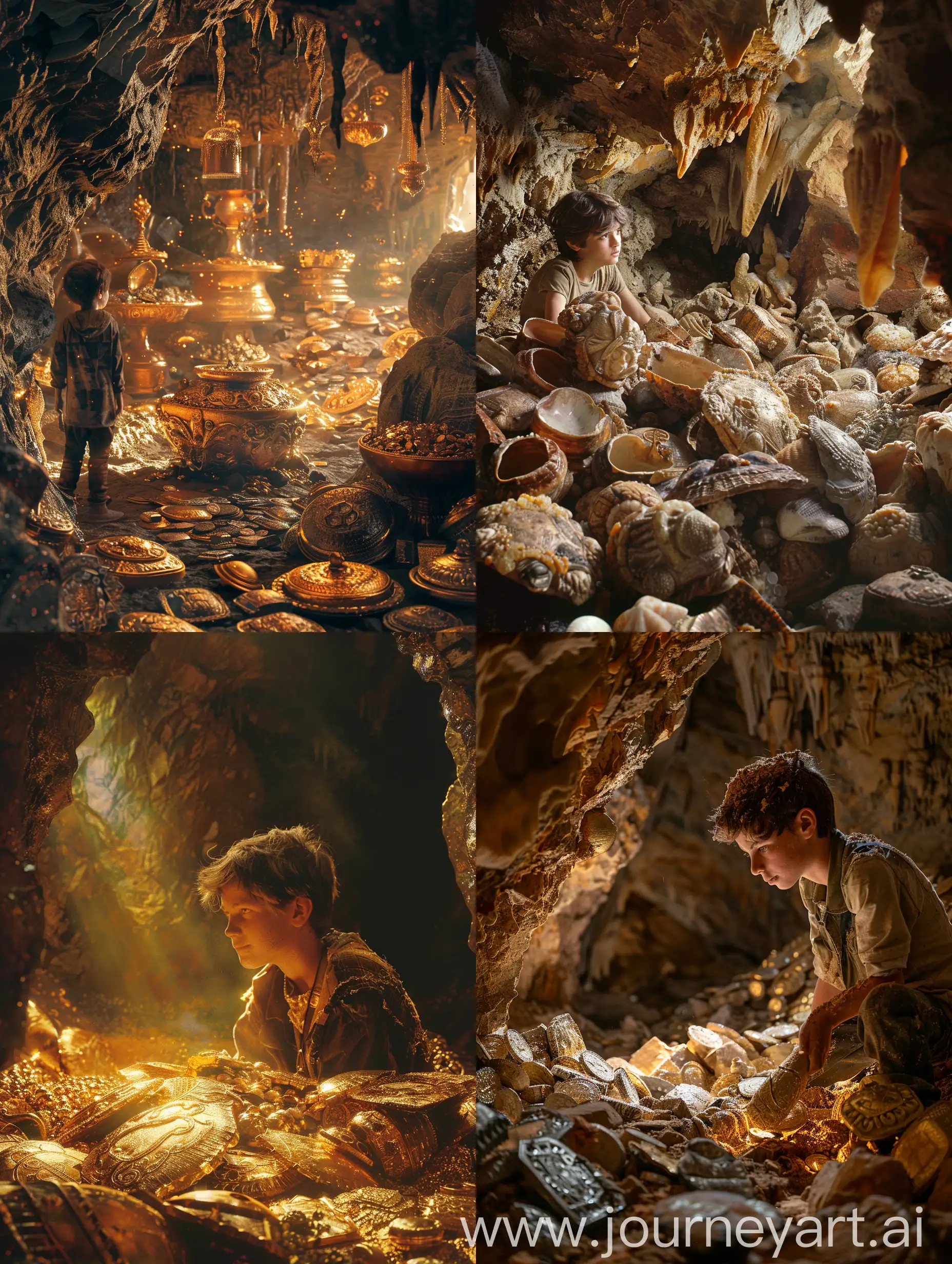 Young-Adventurer-Surrounded-by-Vast-Treasure-in-a-Warm-Cave