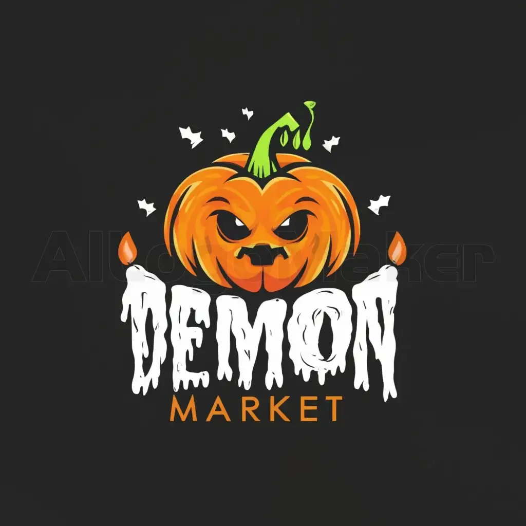 a logo design,with the text "small demon market", main symbol:Halloween, pumpkin,Moderate,clear background