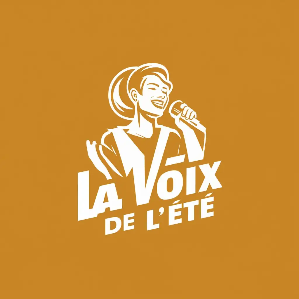 a logo design,with the text "La voix de l'été", main symbol:singer and microphone,Moderate,clear background