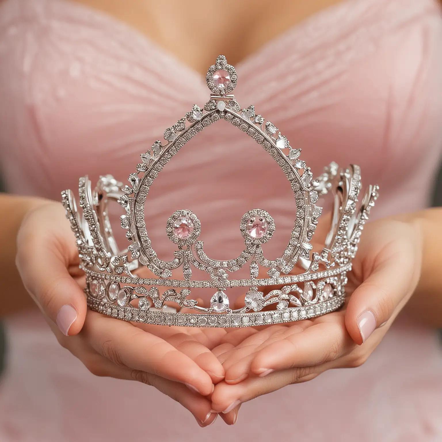 A female hands holding a princess tiara