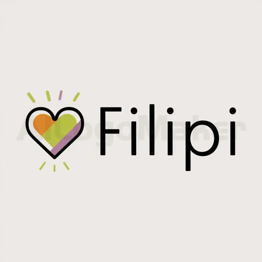 a logo design,with the text "Filipi", main symbol:joyful heart,Moderate,clear background