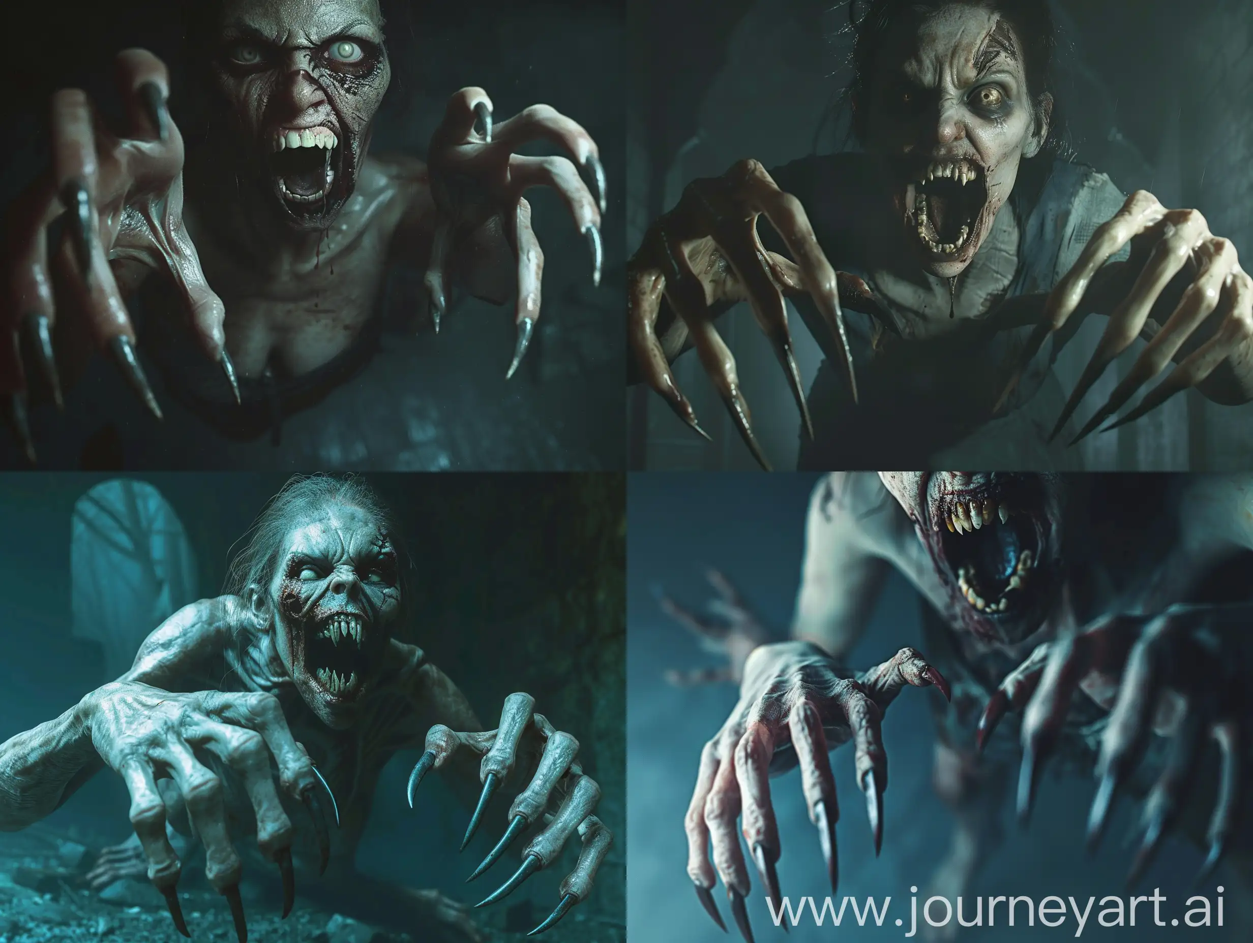 Nightmare-Zombie-Woman-with-Clawed-Hands-Hauntingly-Realistic-Horror-Scene