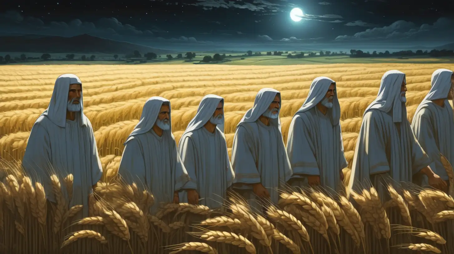 Hebrew Men and Women in Barley Field at Night
