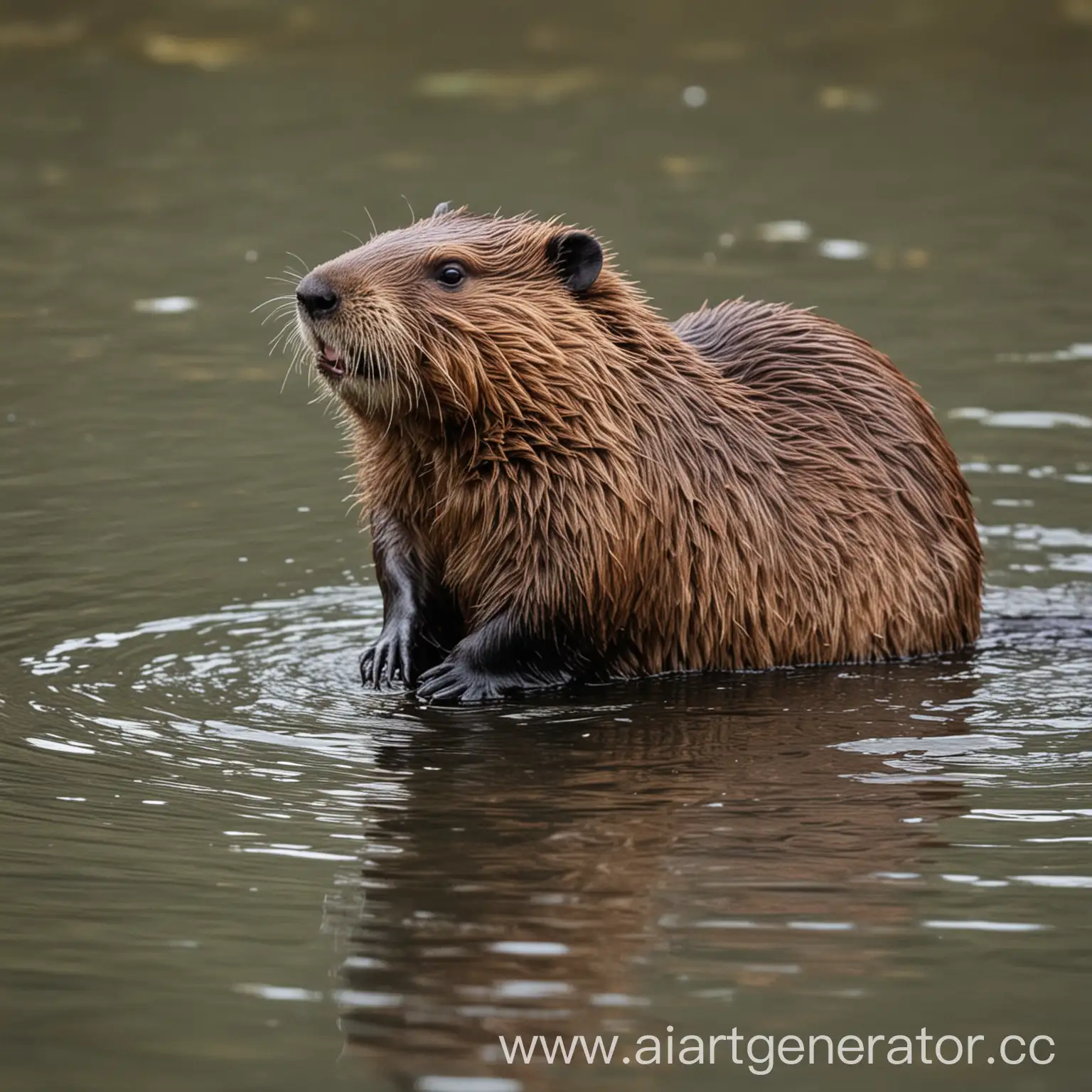 Playful-Beaver-in-Forest-Setting-Gathering-Wood