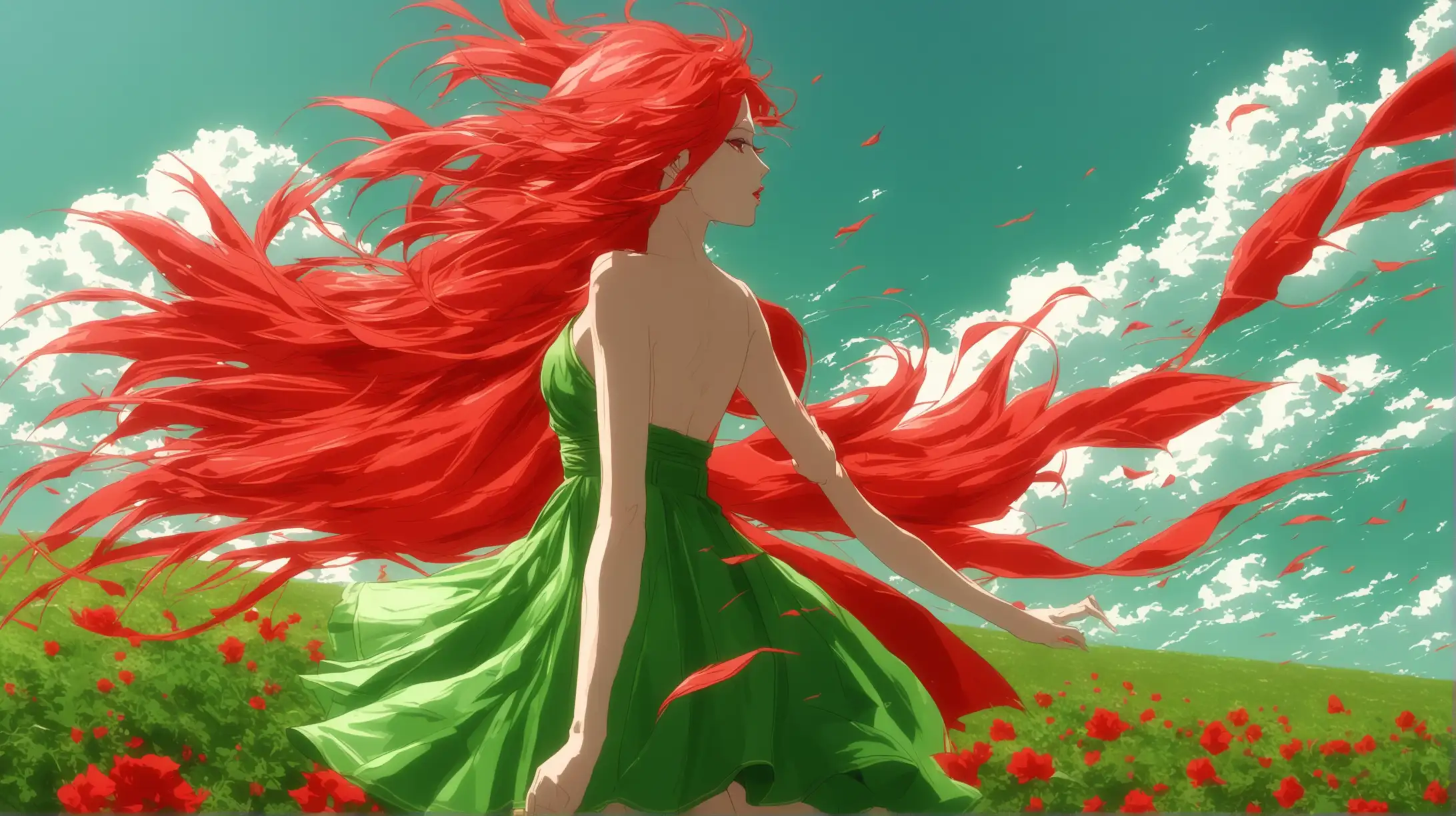 Summer Wind Blowing Red and Green Leaves