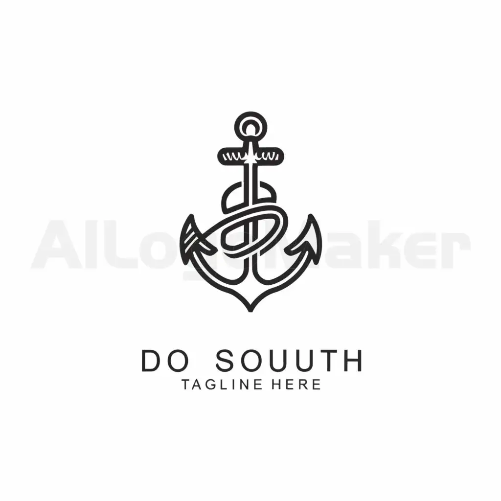 a logo design,with the text "Do South", main symbol:anchor, compass, rolling sea waves, palm trees,complex,be used in Retail industry,clear background