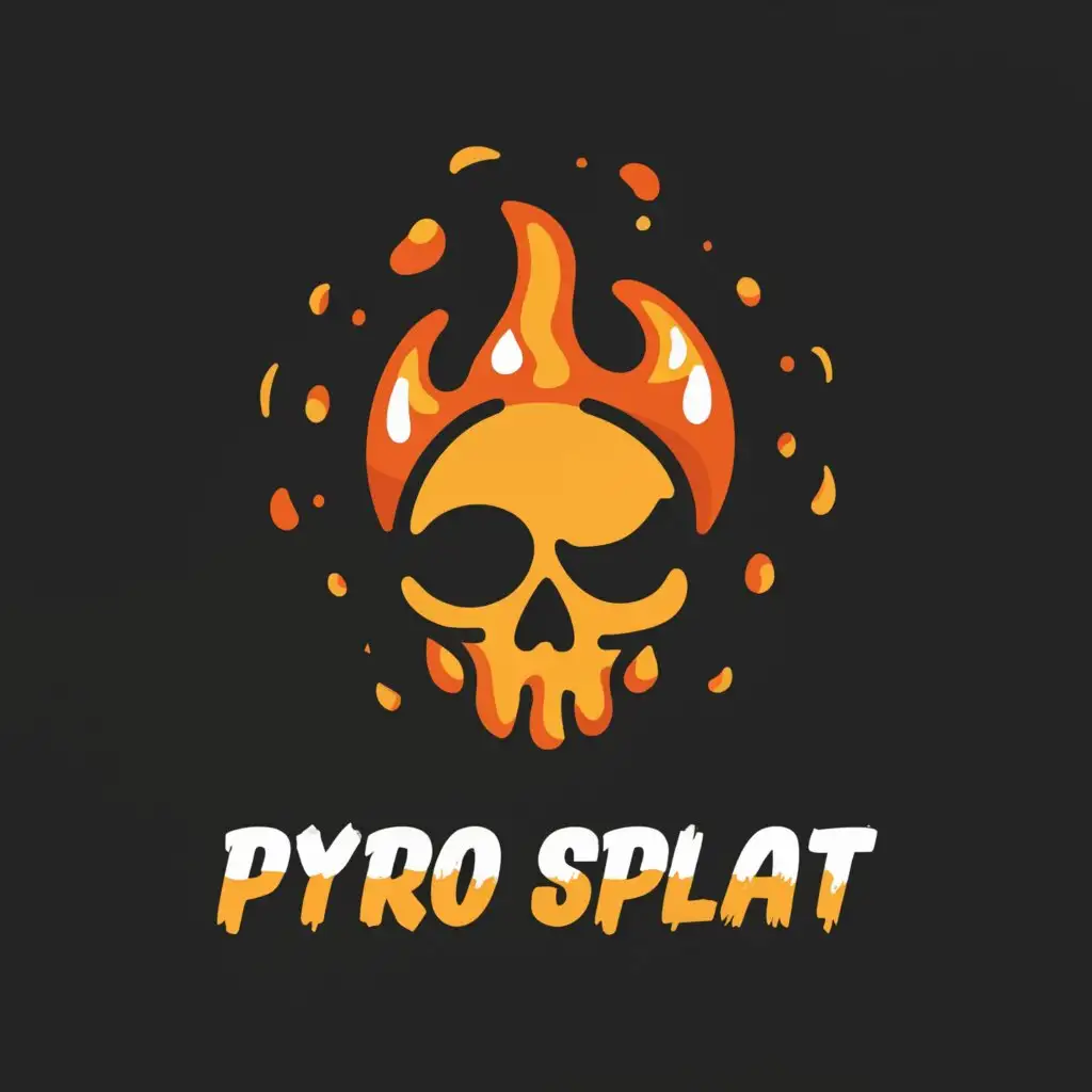 a logo design,with the text "Pyro Splat", main symbol:fire splat skull,Moderate,be used in Technology industry,clear background