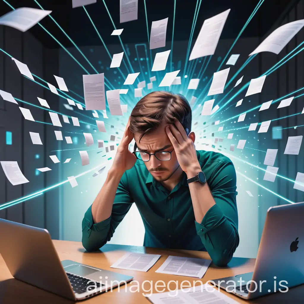 a person in an environment full of digitized information, because they can't find the information they want becomes frustrated, complains, reflects information overload and filtering difficulties