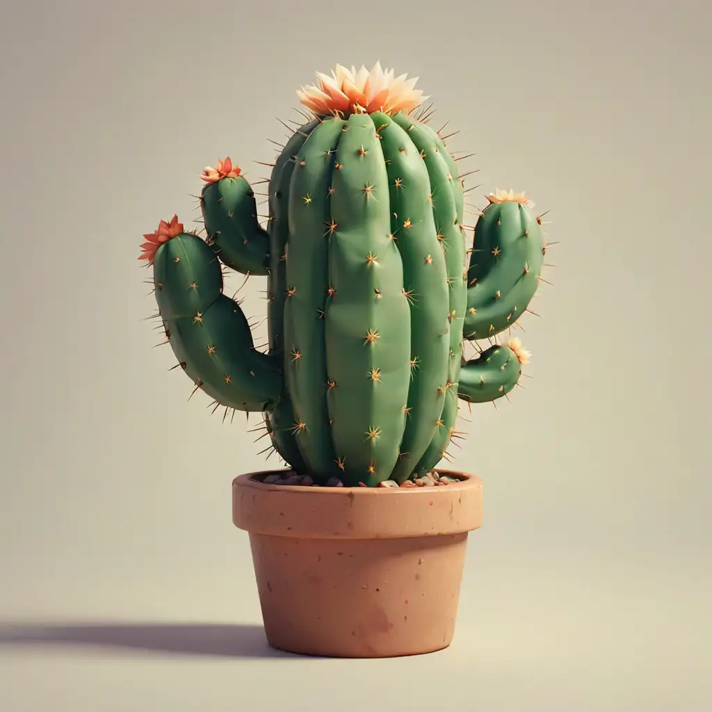 Miniature Pixelated Cactus Illustration