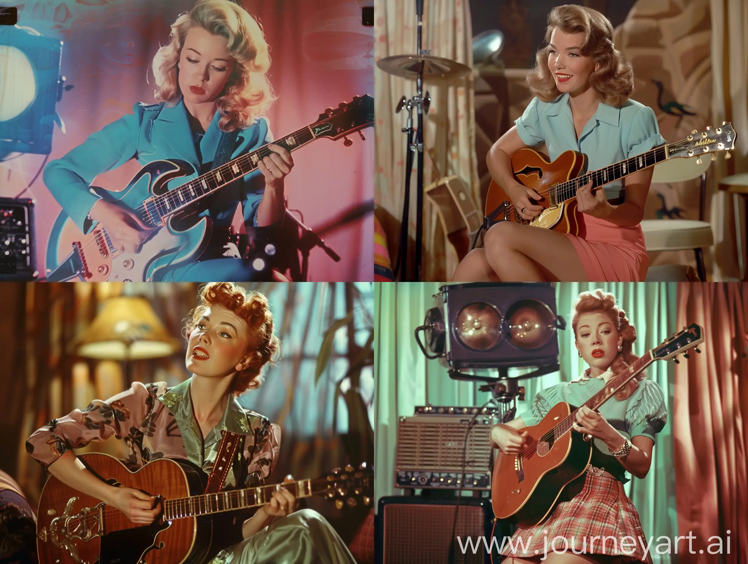 Phoebe-Buffay-Playing-Guitar-in-Vibrant-1950s-Style-Colory-Image