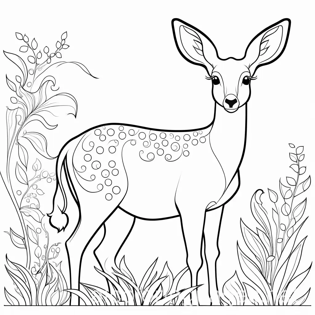 Children's animal coloring pages., Coloring Page, black and white, line art, white background, Simplicity, Ample White Space.