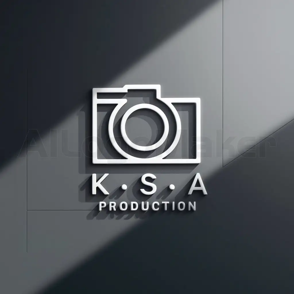 a logo design,with the text "K S A Production", main symbol:Camera,Minimalistic,clear background