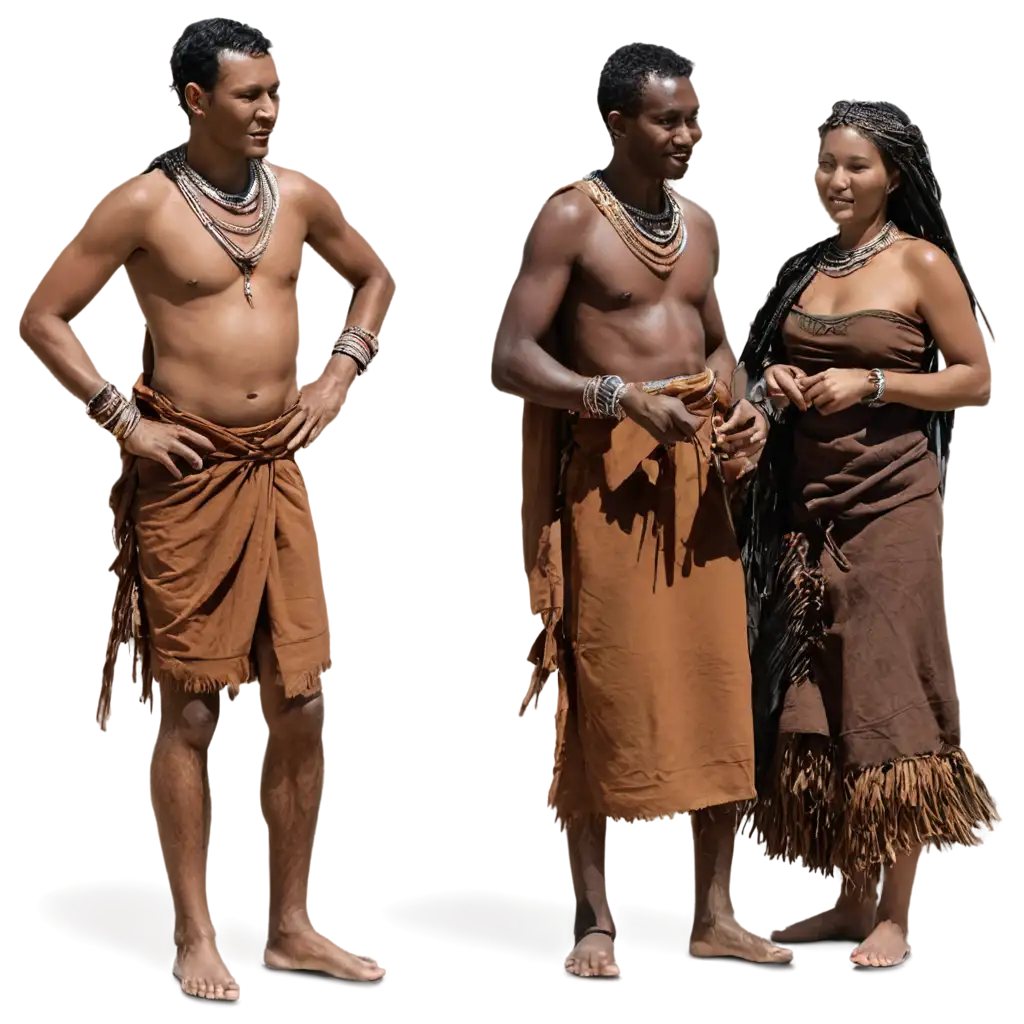 ancient 
kikuyu man and woman wearing brown kikuyu traditional clothing 