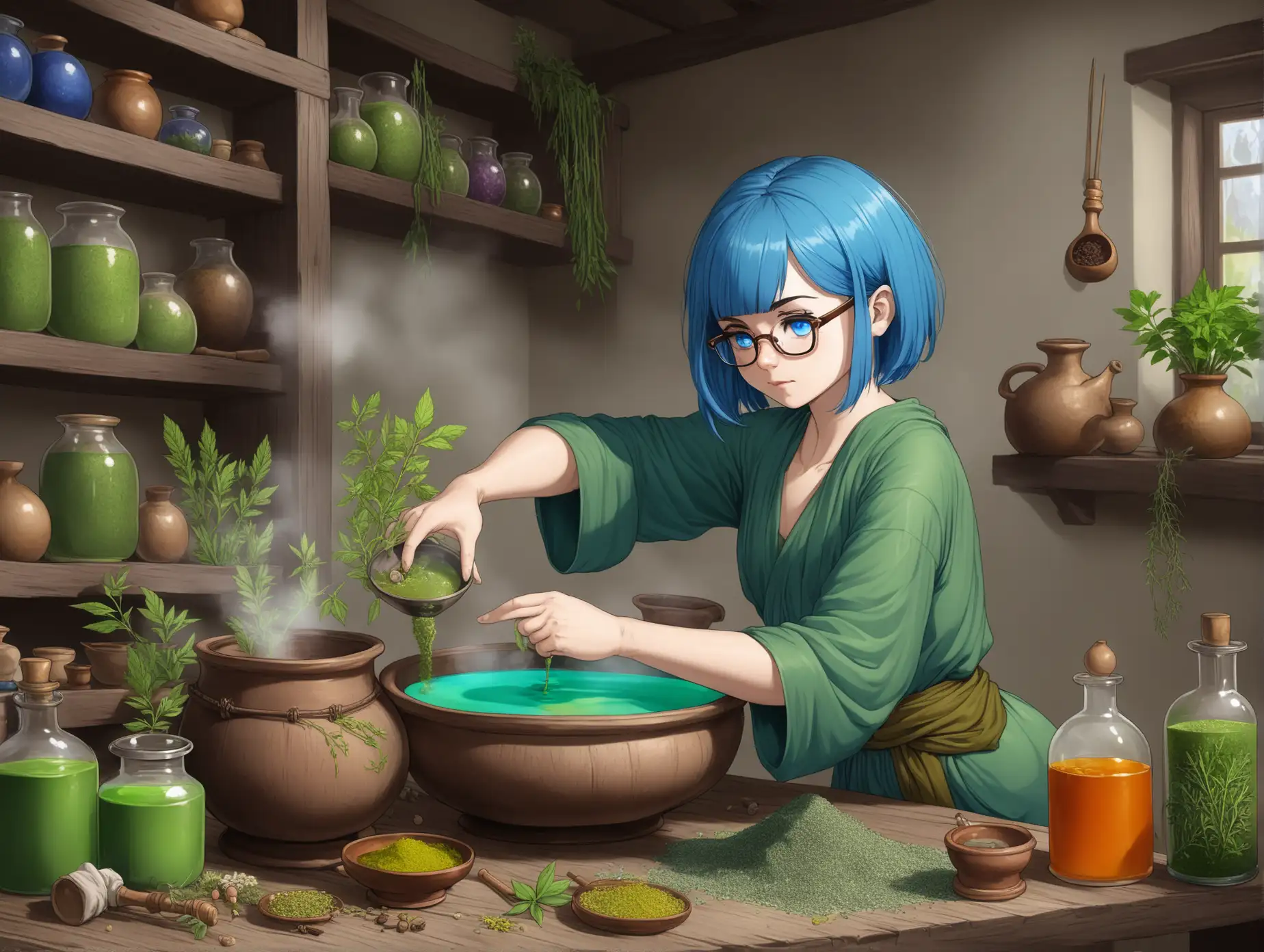 Herbalist-Witch-with-Blue-Hair-Preparing-Decoction