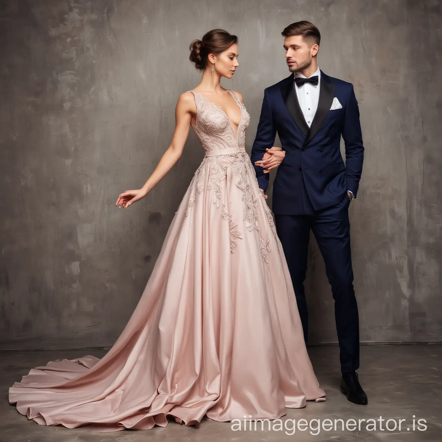 woman in elegant dress, couple, elegant man, luxury, modern style
