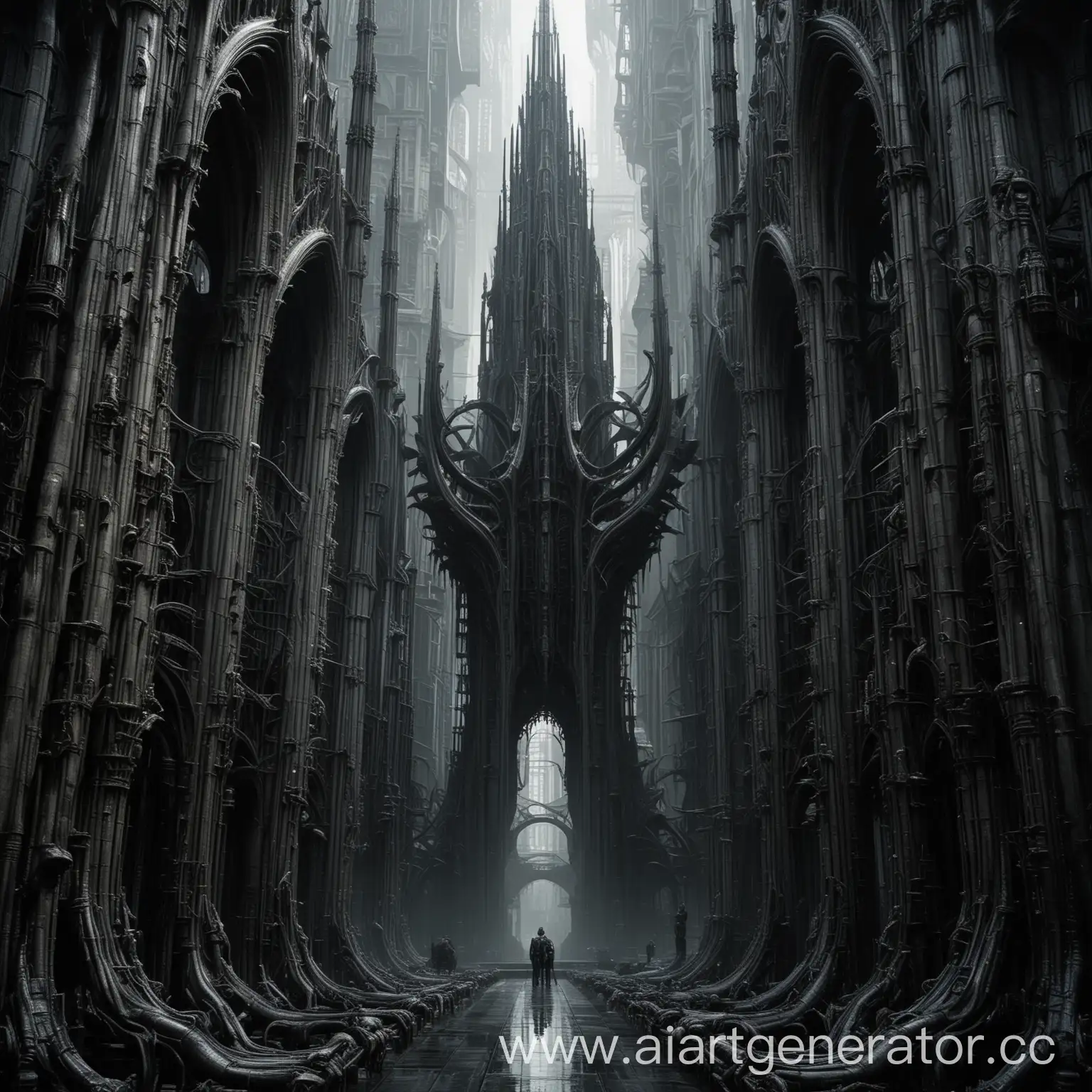 Gothic-Cathedral-Skyscrapers-in-Giger-Style-Surreal-BioMechanical-Architecture