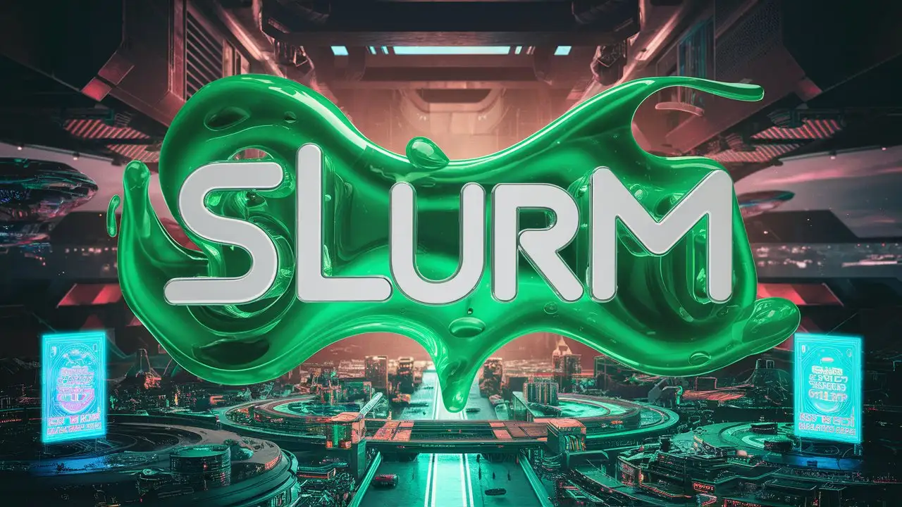 Create a cover for the site, the site is called "Slurm" It's named after the green drink. This will be a site where there will be a presale of the “slurm” coin. Make a very cool cover for the site. Add lots of details. This site will have a "slurm coin presale" 