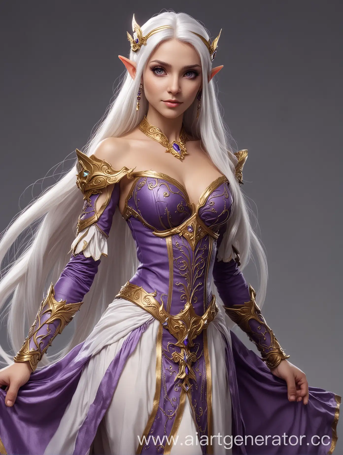 Sneaky-Purple-Elf-with-White-Hair-and-Golden-Dress