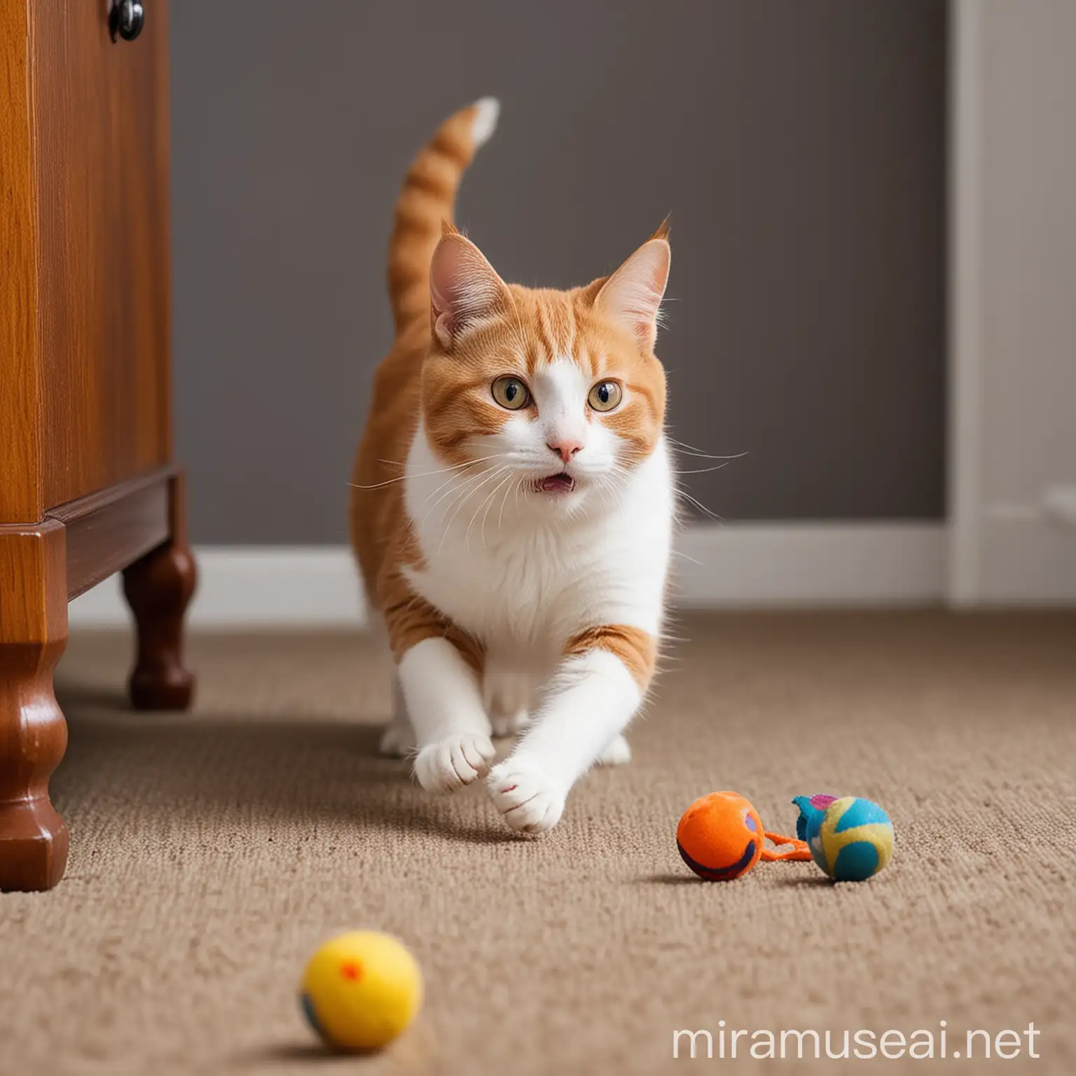 Dynamic Cat Play Exciting Action Shots of Playful Cats Chasing Toys and Pouncing