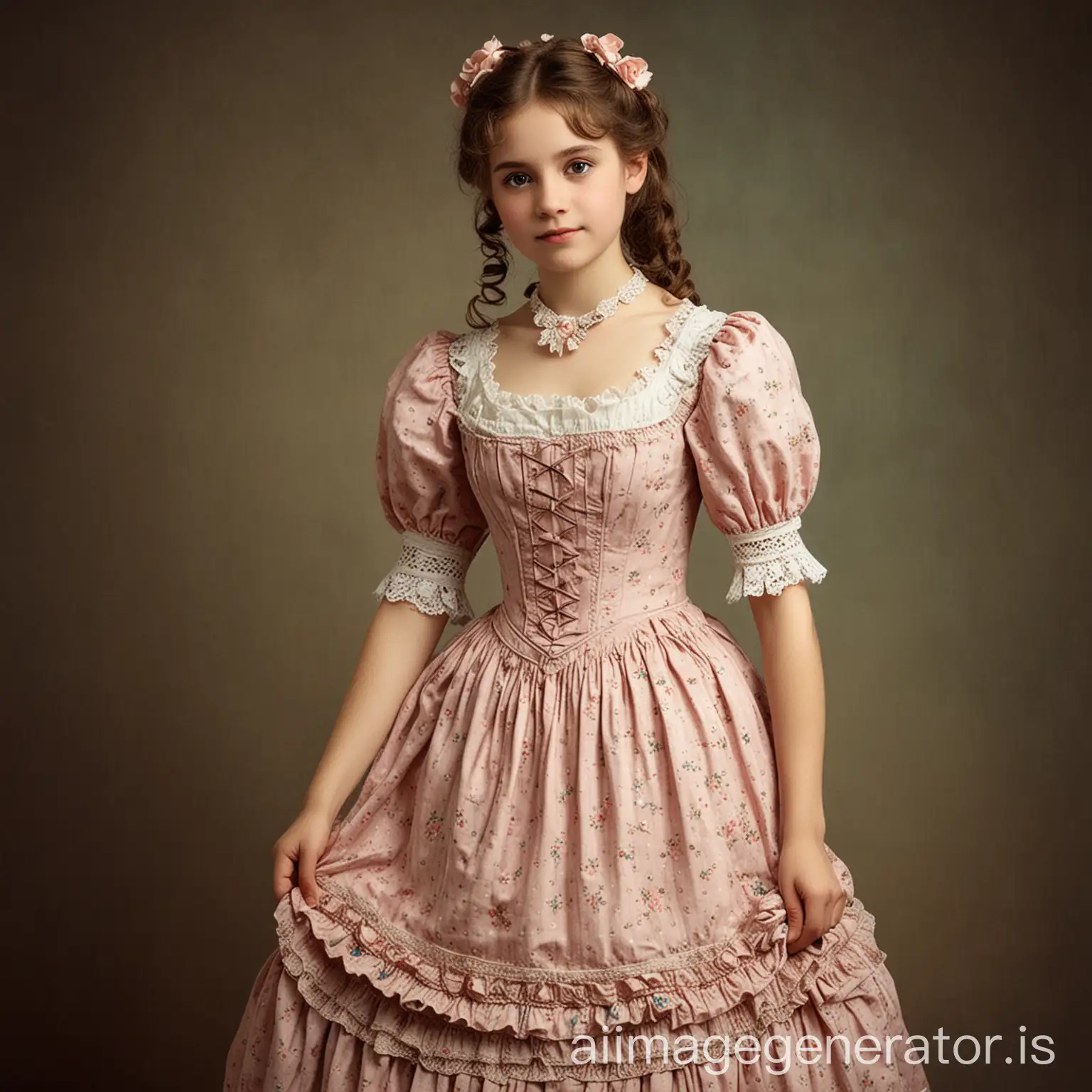 Beautiful Victorian girl with a cute dress.