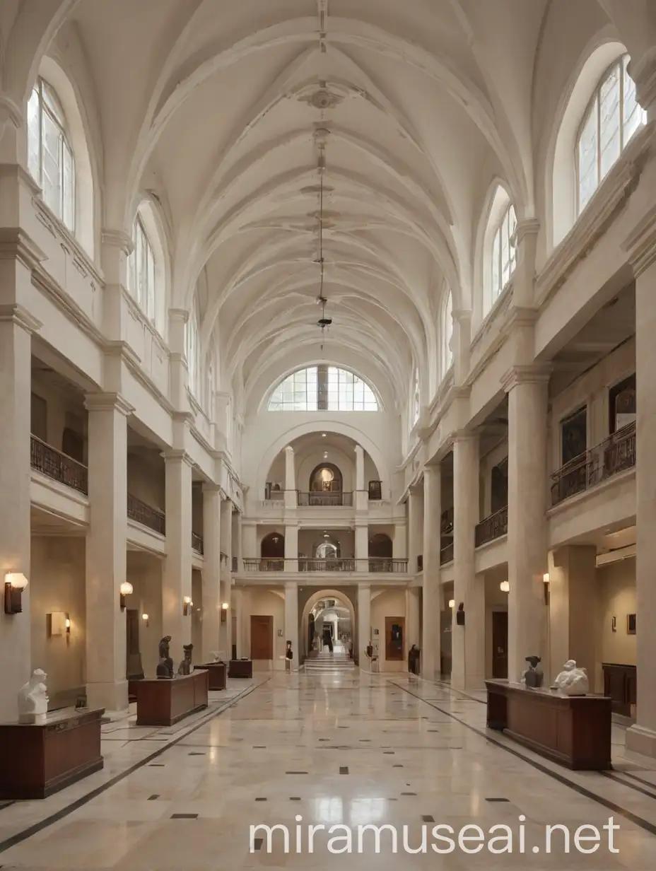 Modern and Traditional Architecture Blend in Museum Lobby
