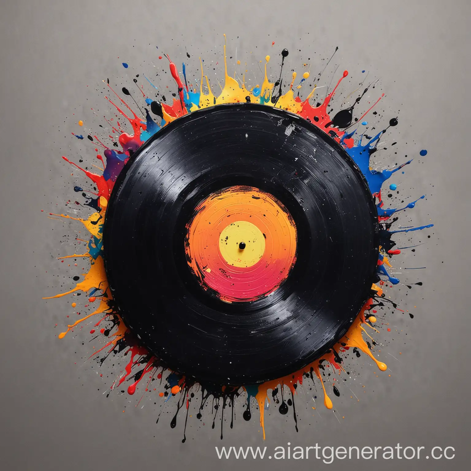 Colorful-Paint-Splashes-on-Vinyl-Record