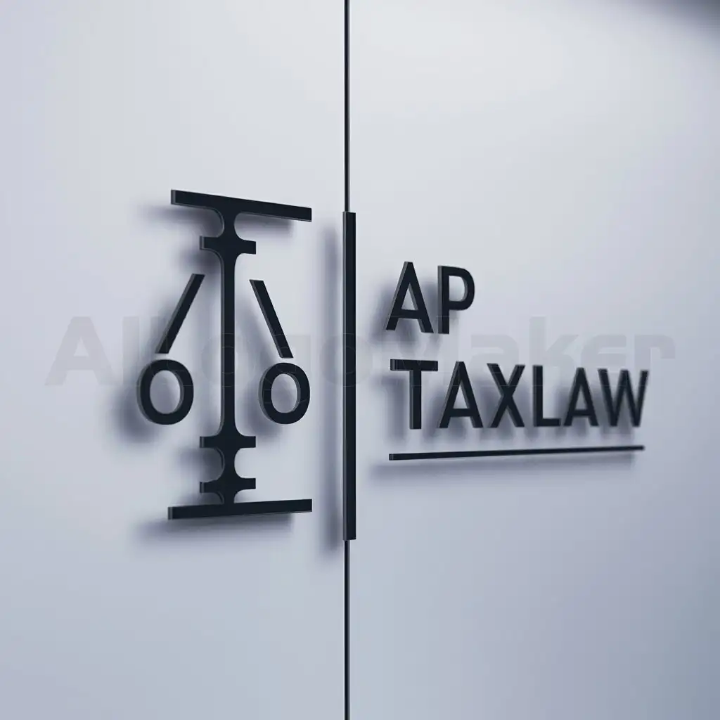 a logo design,with the text "AP Taxlaw", main symbol:Justizia,complex,be used in Steuer industry,clear background