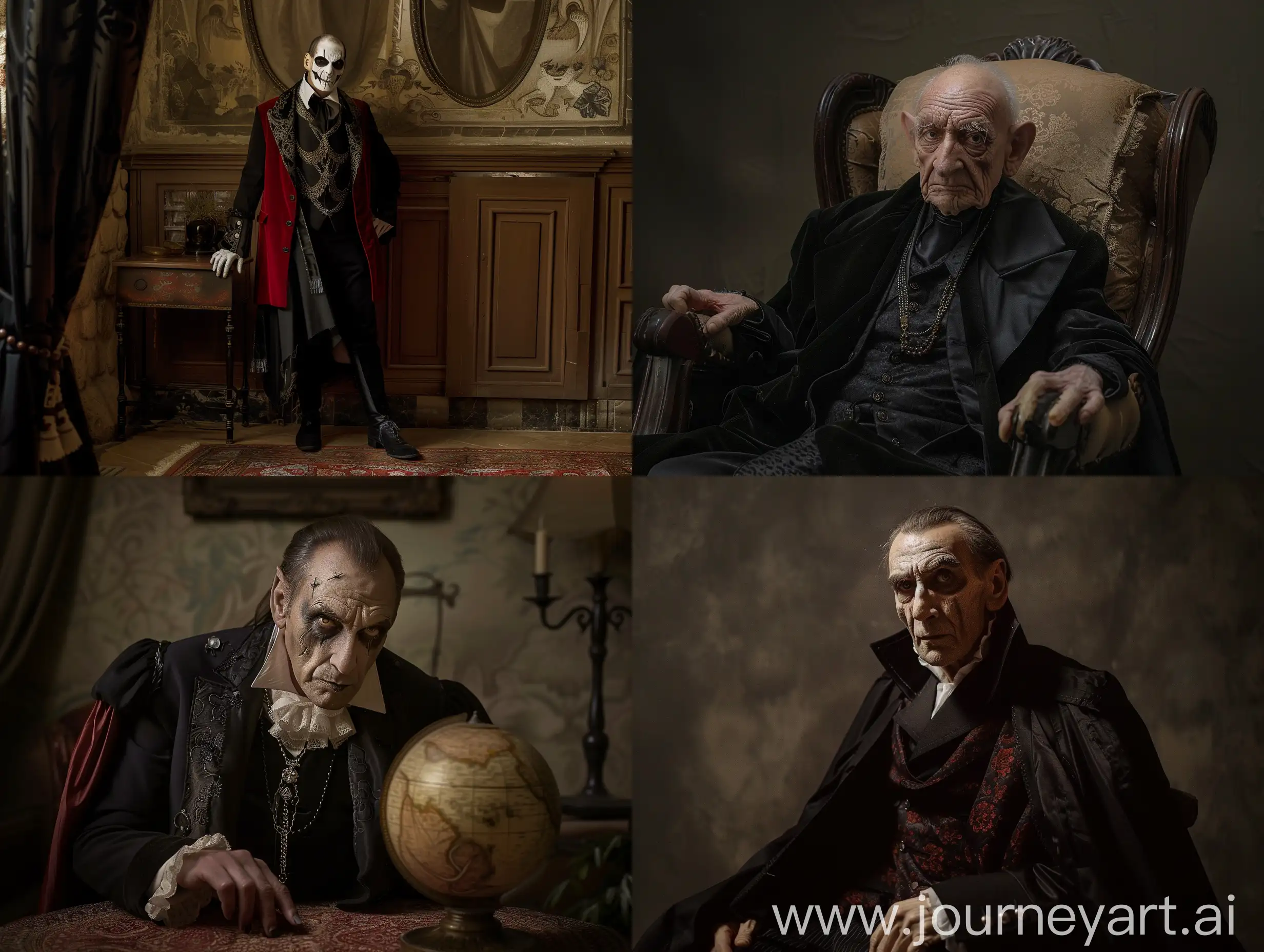 Count Orlok is visiting Barcelona with his suite, a professional photo, studio lighting