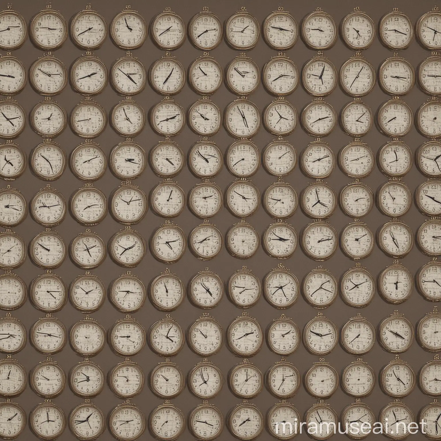 create a 2048 x 1152 pixel picture that is full of clocks