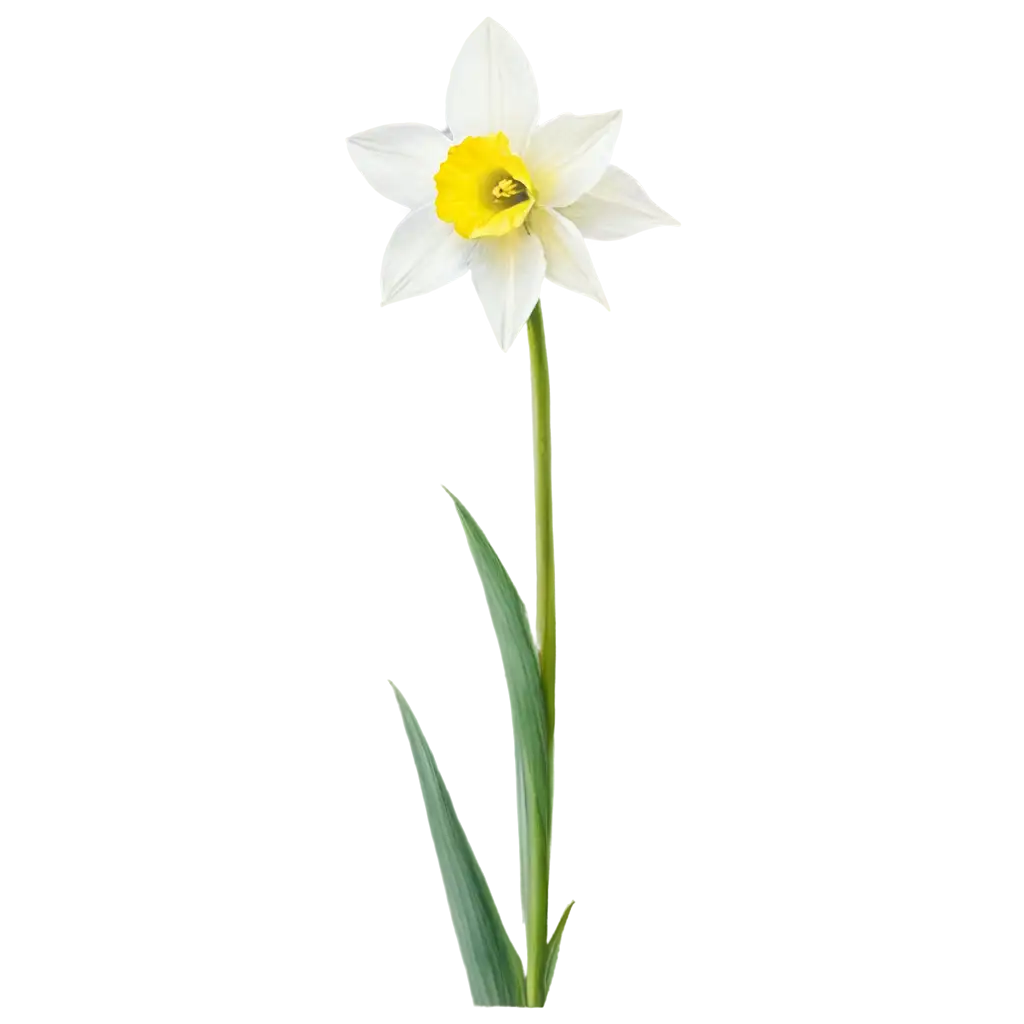 A solitary yellow or white daffodil with a trumpet-like center and a soft watercolor touch.