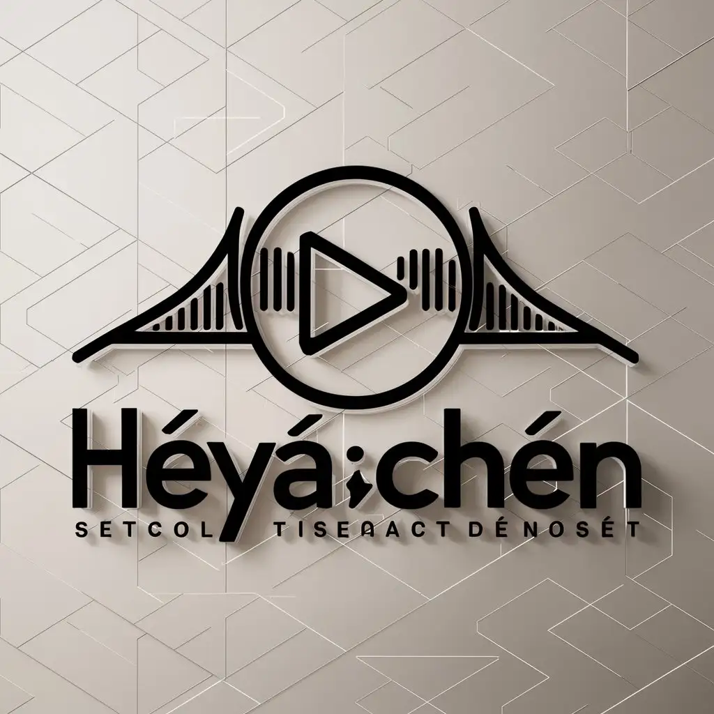 a logo design,with the text "Héyàchén", main symbol:bridge and play button,complex,be used in Technology industry,clear background