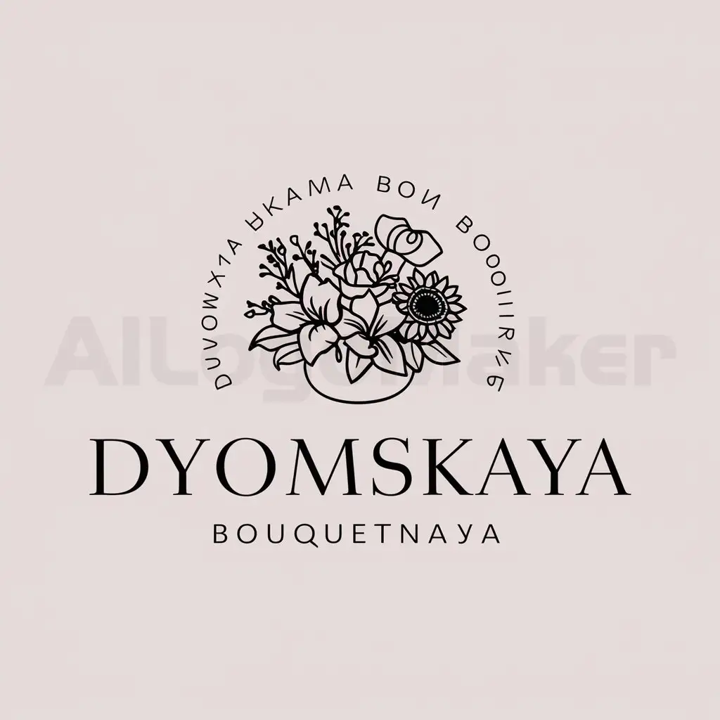 a logo design,with the text "Dyomskaya bouquetnaya", main symbol:flowers,Moderate,clear background