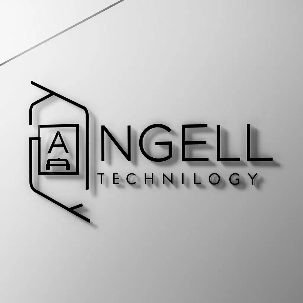 a logo design,with the text "ANGELL Technilogy", main symbol:x-ray machine,Minimalistic,be used in Technology industry,clear background