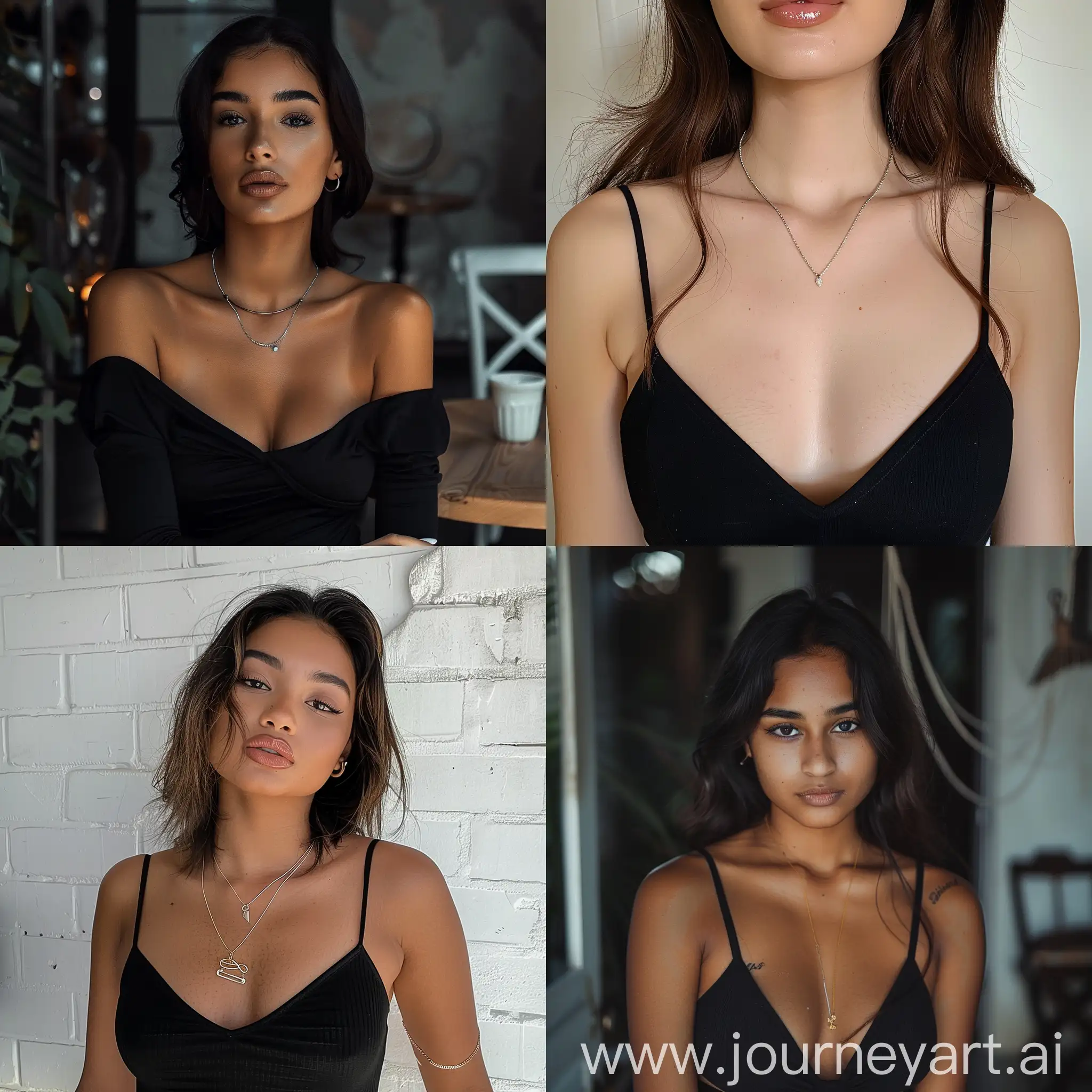 Girl Wearing black bodycon with simple jewellery
