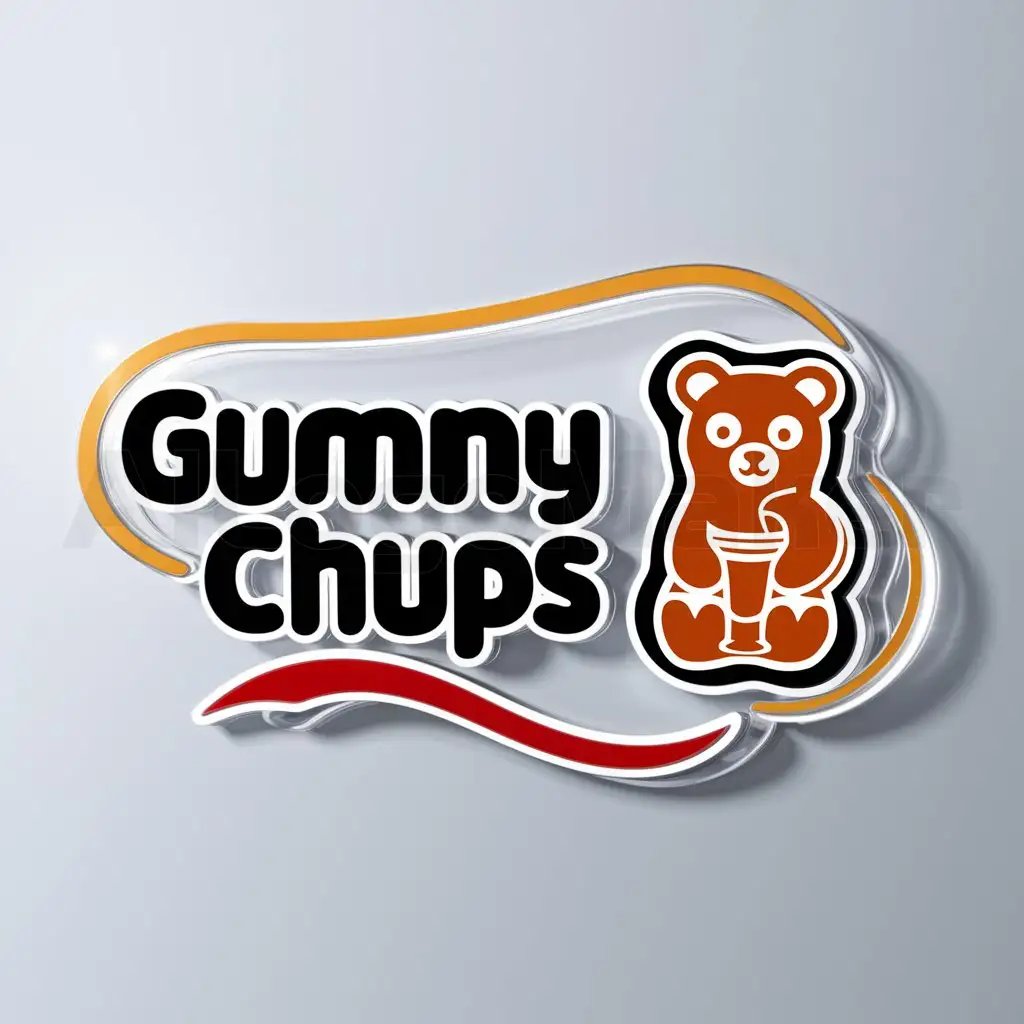 a logo design,with the text "Gummy chups", main symbol:a logo design, with the text 'Gummy chups', main symbol: create a nice logo for a company that sells alcoholic gummies that highlights the gummy more and shows that they are gummies, moderate, to be used in other industries, light background,Moderate,be used in Others industry,clear background