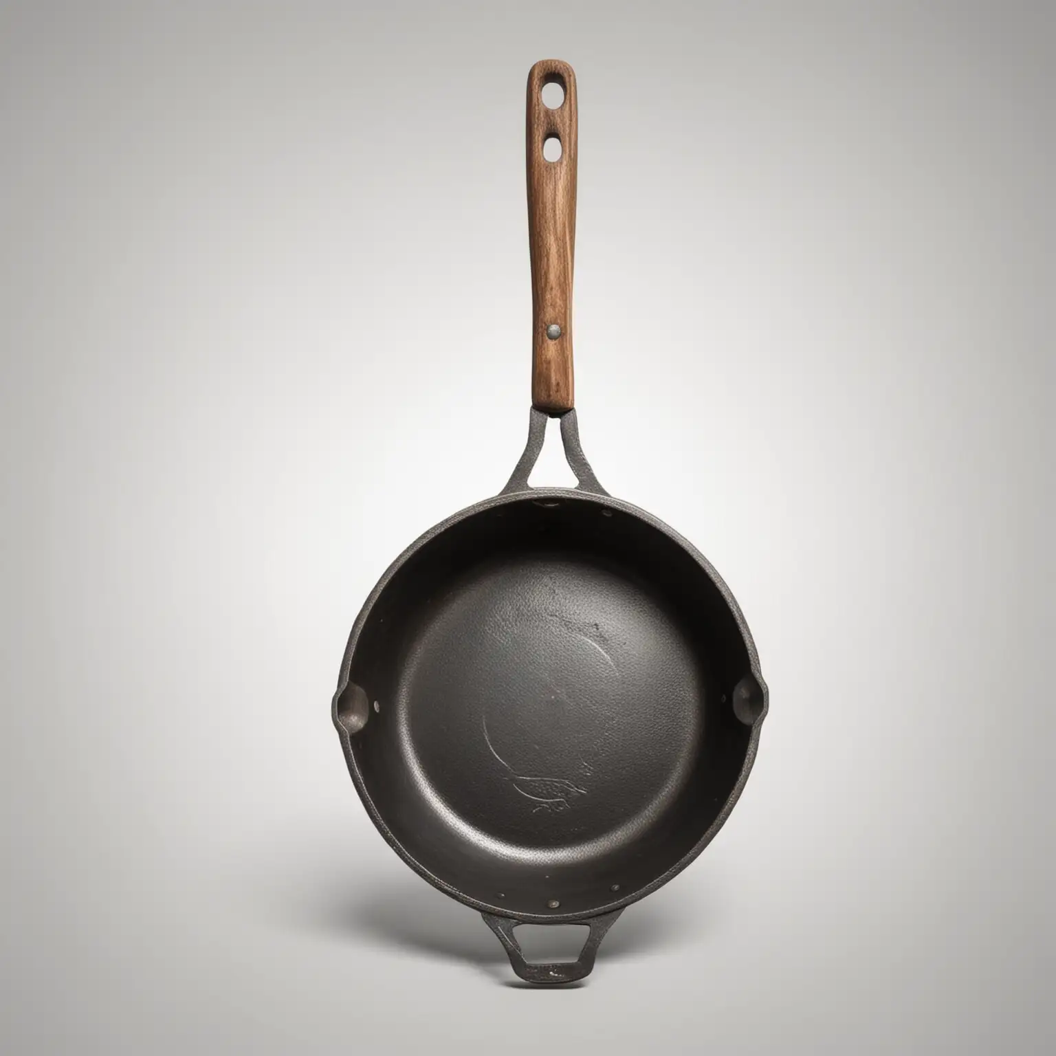 Ancient-Skillet-with-Long-Handle-High-Quality-Steel-on-White-Background