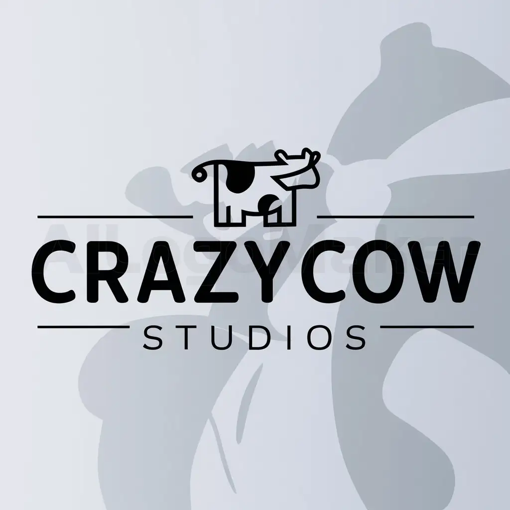 a logo design,with the text "CrazyCow", main symbol:Cow,Moderate,be used in Studios industry,clear background
