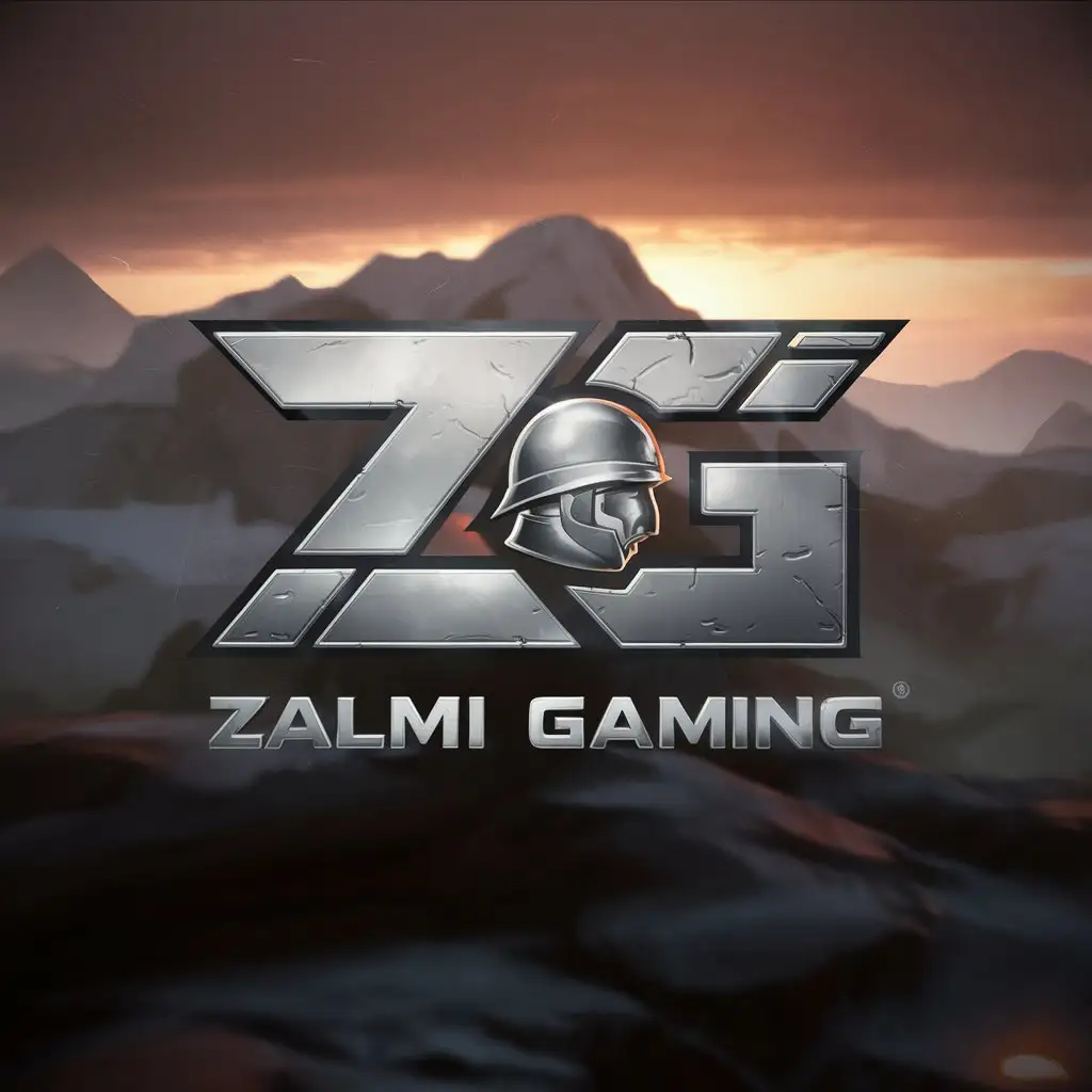 Logo for a gaming channel called Zalmi Gaming. Army spec ops style. Metal. 3D