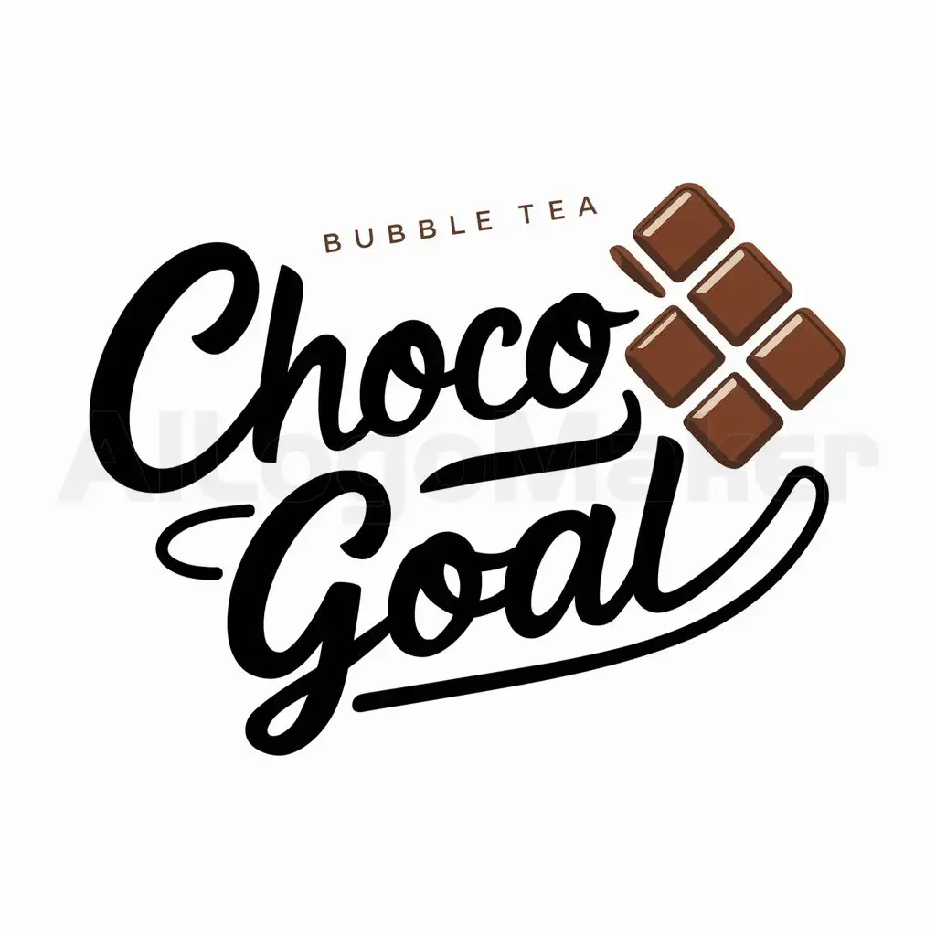 a logo design,with the text "CHOCO GOAL", main symbol:panned chocolate,Moderate,be used in bubble tea industry,clear background