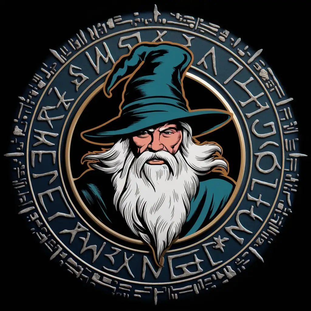 Magical Merlin Logo Encircled in Mystical Design