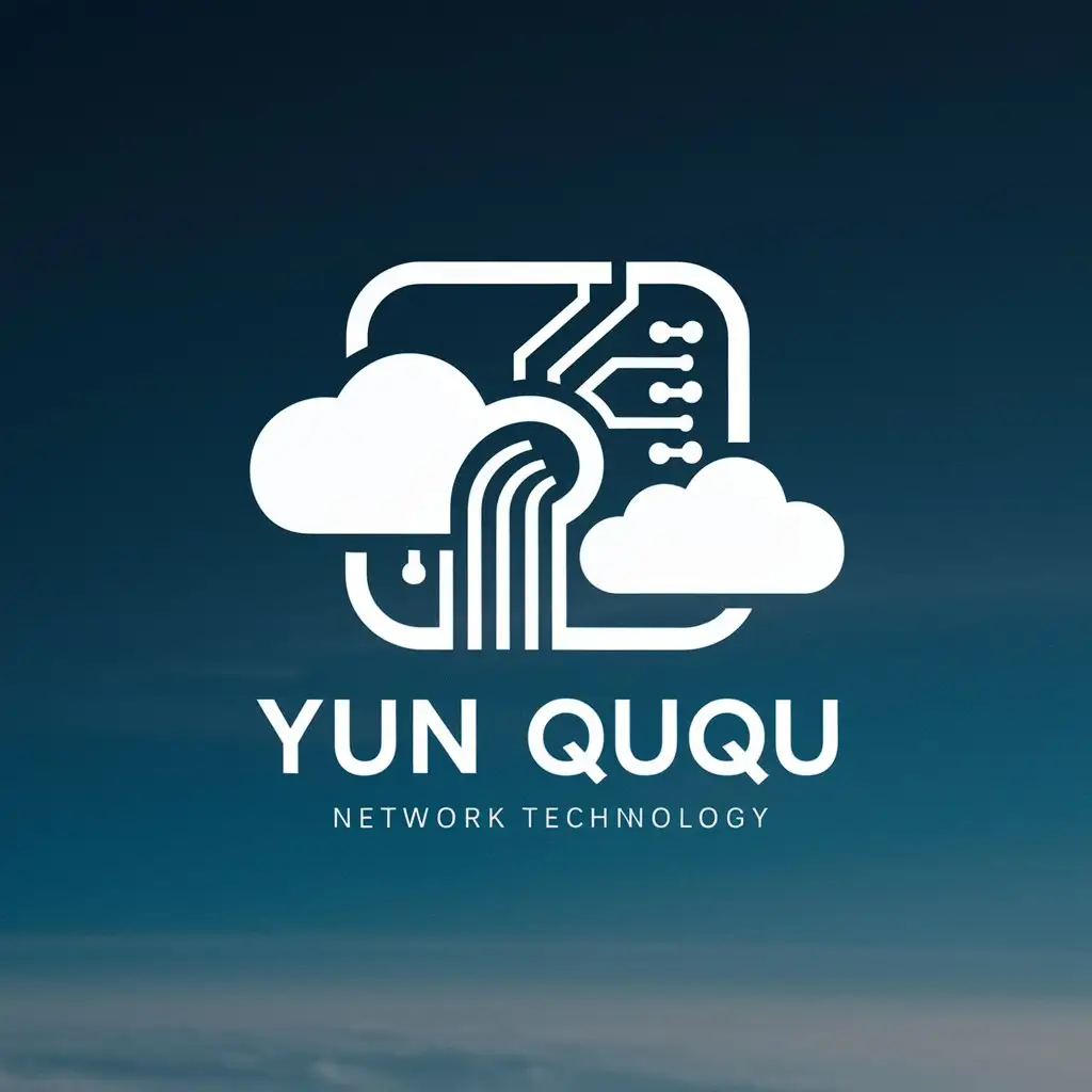 LOGO-Design-for-Yun-QuQu-Network-Technology-White-Clouds-and-Blue-Sky-with-a-Technological-Touch