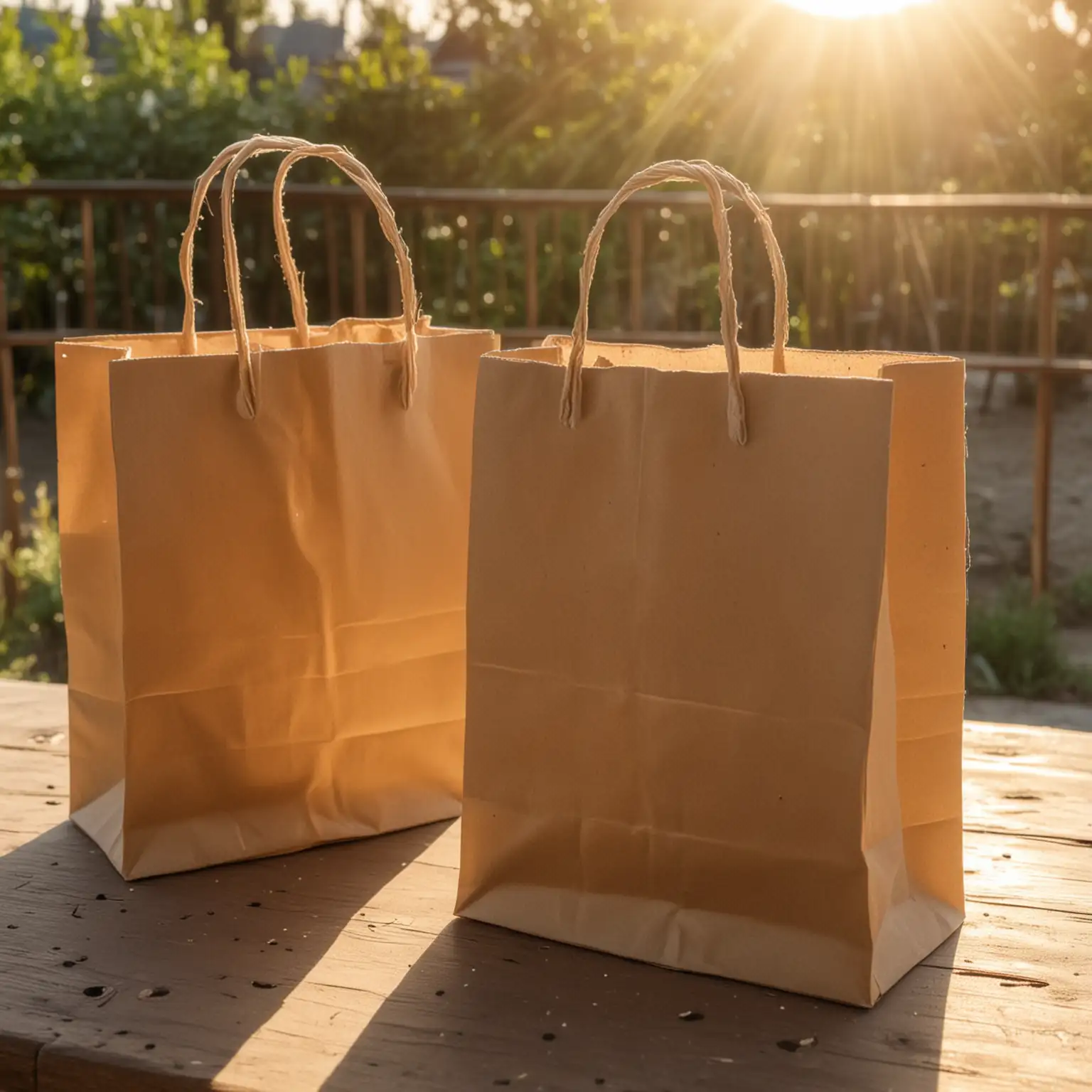 Craft-Paper-Bags-with-Paper-Pens-in-Sunlight