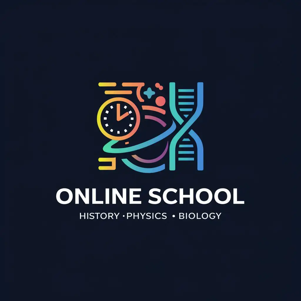 Логотип онлайн школы где преподают историю, физику и биологию