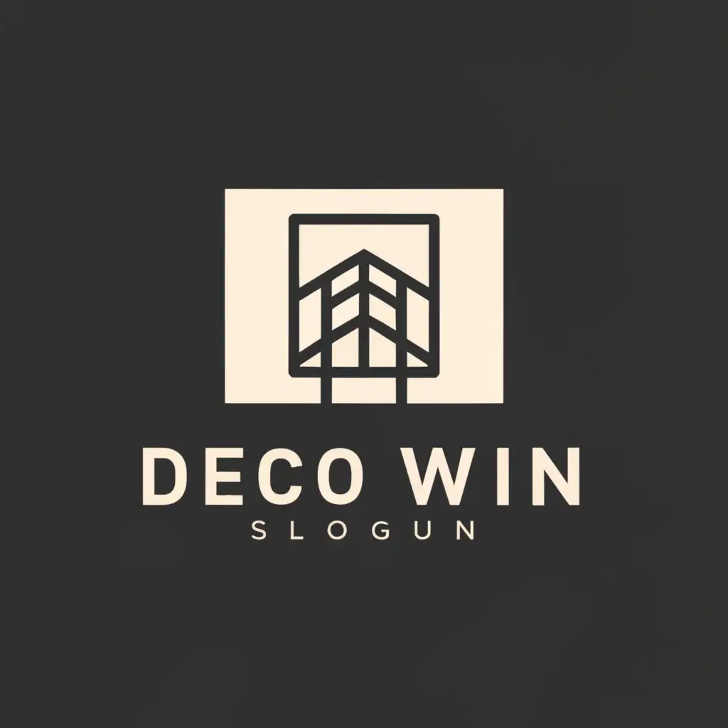 a logo design,with the text "Deco win", main symbol:a window,Minimalistic,be used in Construction industry,clear background