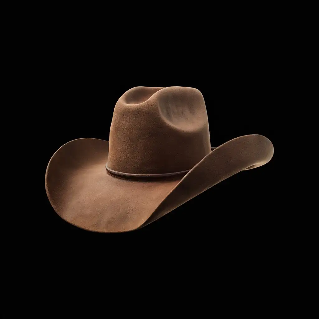 Brown Cowboy Hat on Black Background Western Style Fashion Accessory